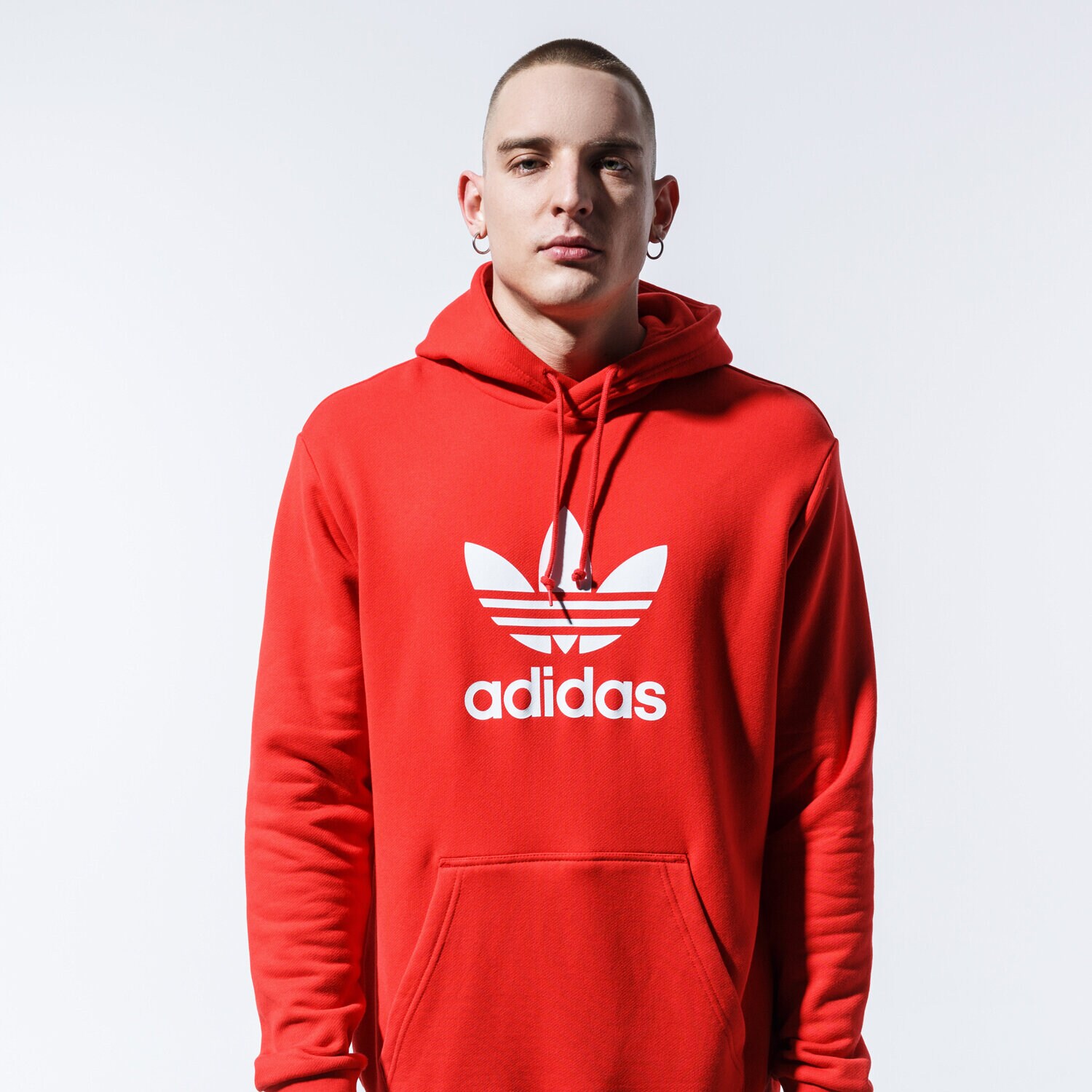 Bărbați bluză ADIDAS BLUZĂ CU GLUGĂ TREFOIL HOODIE FM3783 Roșu