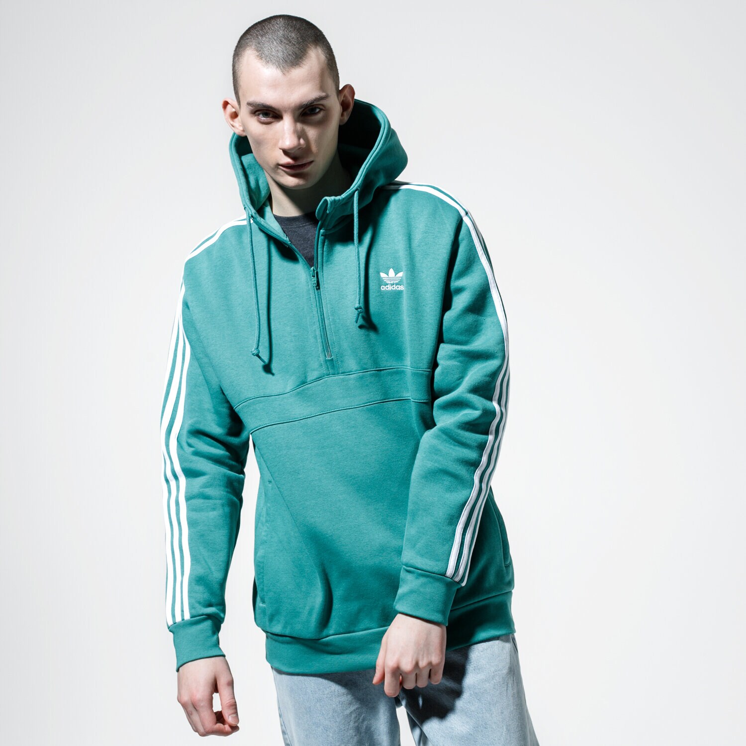 Bărbați bluză ADIDAS BLUZĂ CU GLUGĂ 3-STRIPES HZ FM3766 Verde