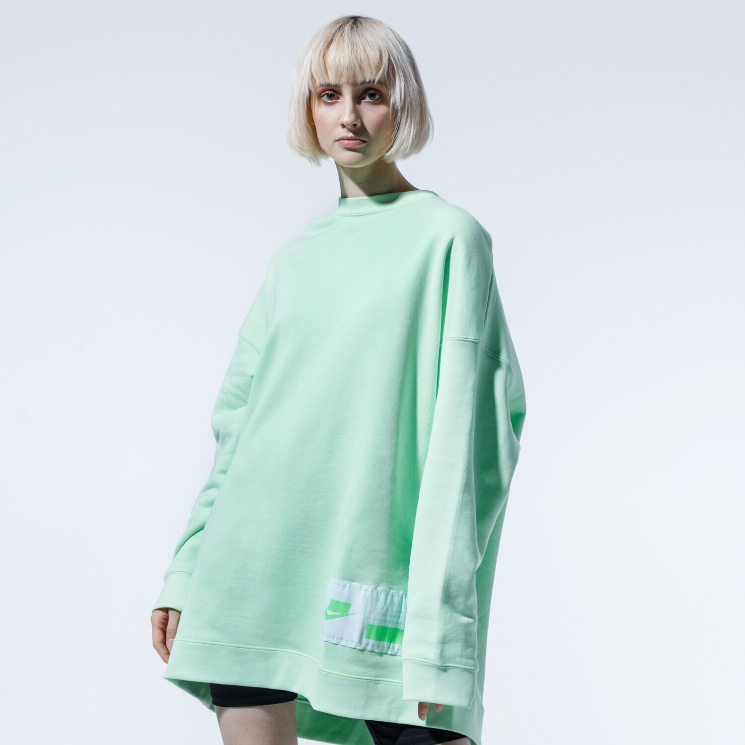 Femei bluză NIKE BLUZĂ W NSW NSW FLC CREW OVERSIZE CT0876-376 Verde