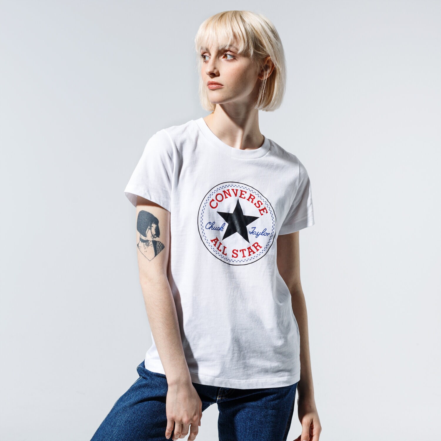 Femei tricou CONVERSE TRICOU CHUCK PATCH NOVA TEE 10017759-A04 Alb