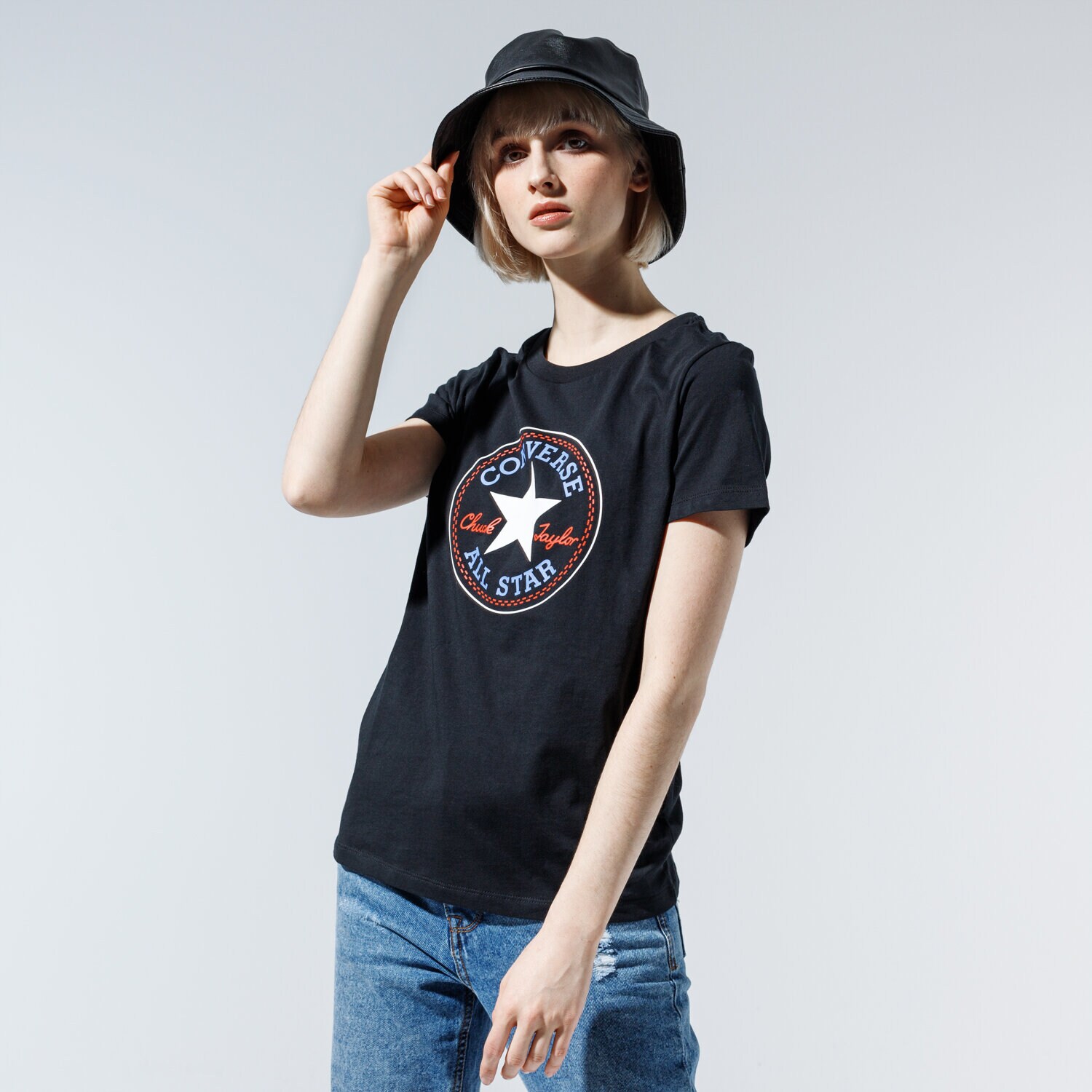 Femei tricou CONVERSE TRICOU CHUCK PATCH NOVA TEE 10017759-A03 Negru