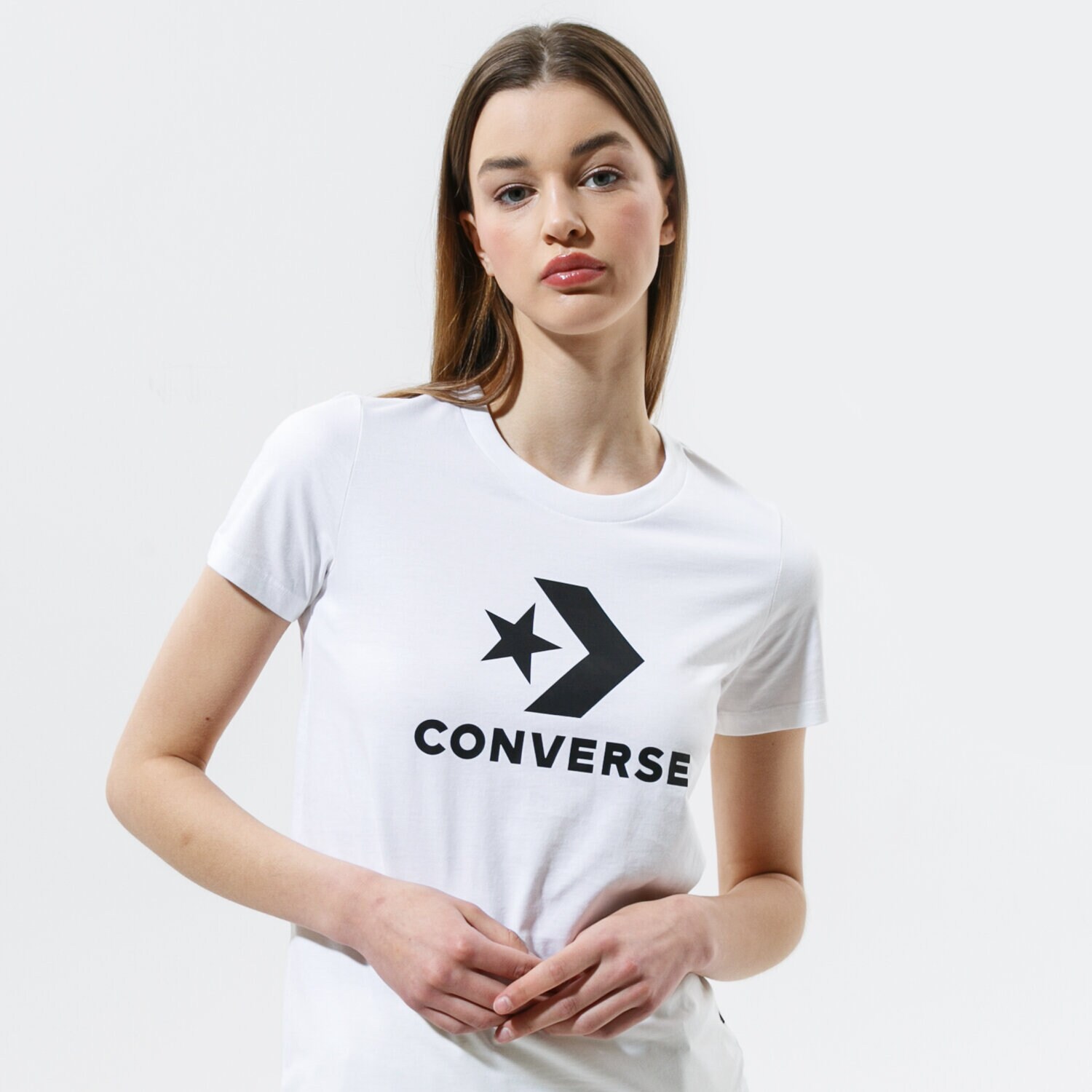 Femei tricou CONVERSE TRICOU STAR CHEVRON TEE 10018569-A01 Alb