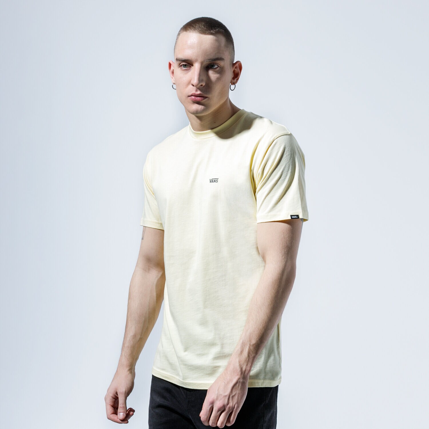 Bărbați tricou VANS TRICOU MN LEFT CHEST LOGO TEE DOUBLE CREAM/BLACK VN0A3CZEYMB1 Galben
