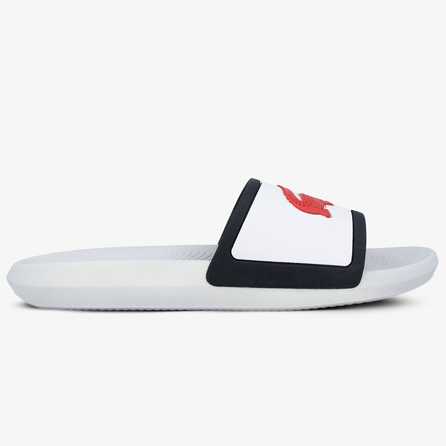 Bărbați șlapi LACOSTE CROCO SLIDE TRI 3 739CMA0043407 Alb