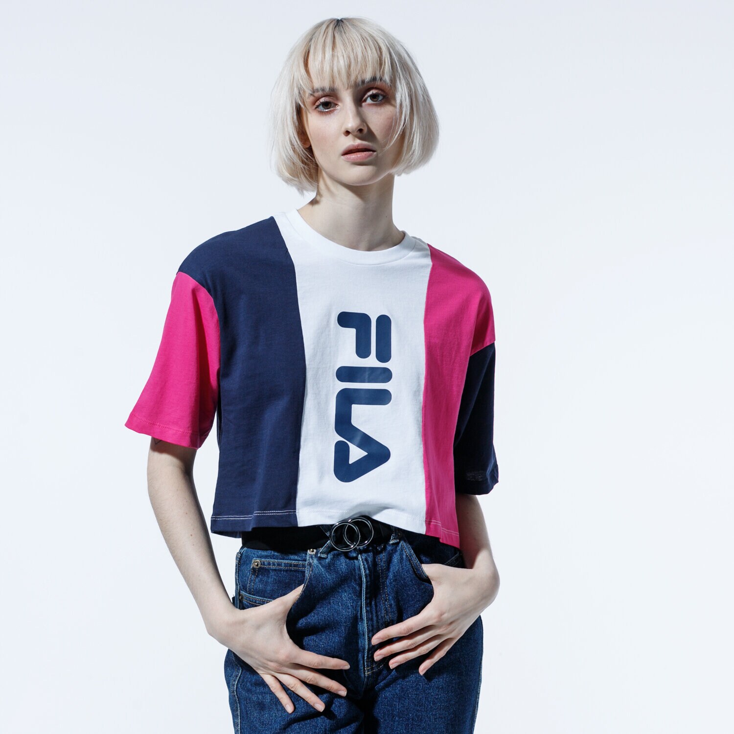 Femei tricou FILA TRICOU BAI CROPPED TEE 687492A222 Bleumarin
