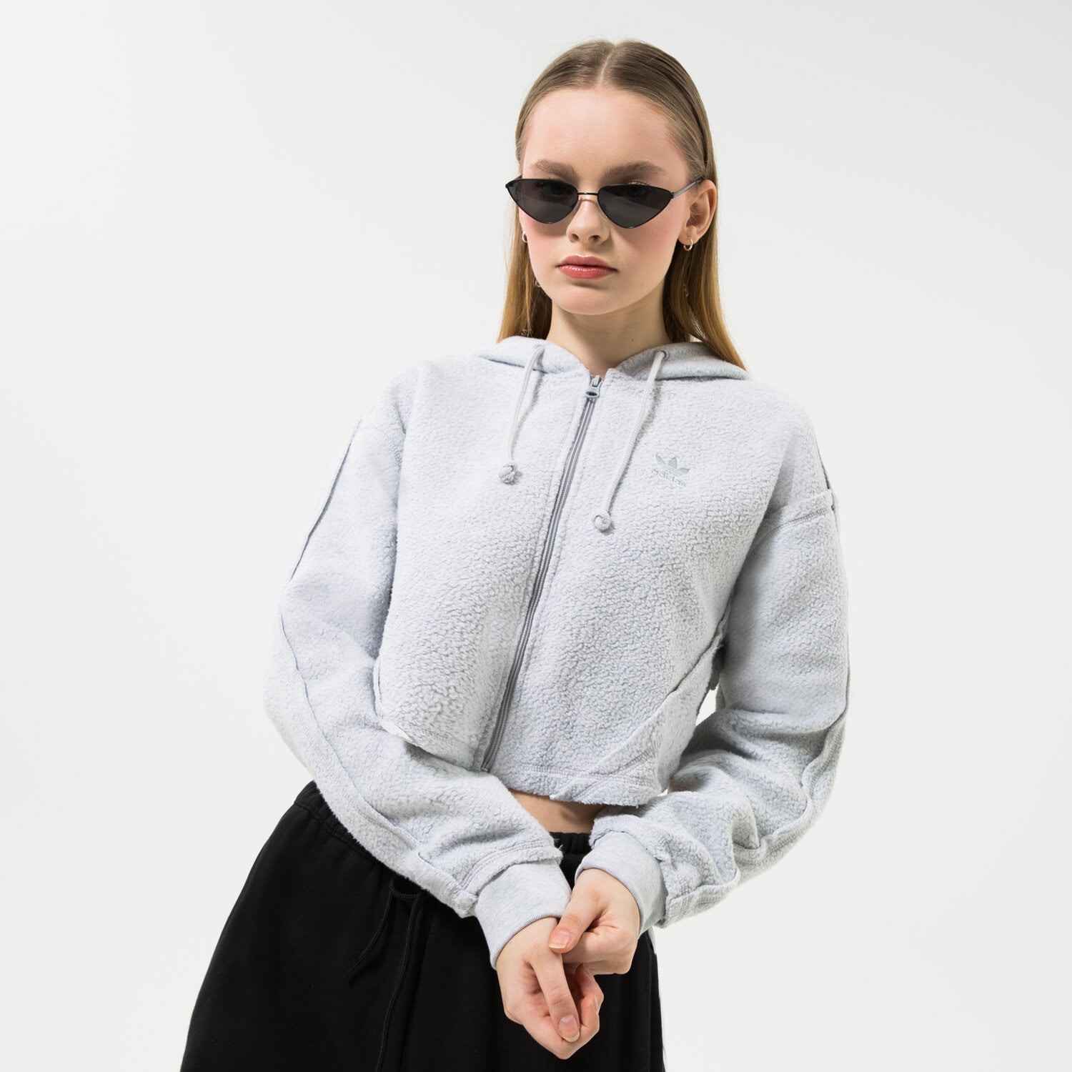 Femei bluză ADIDAS BLUZĂ CU GLUGĂ FULL ZIP HOODIE HL9140 Bej