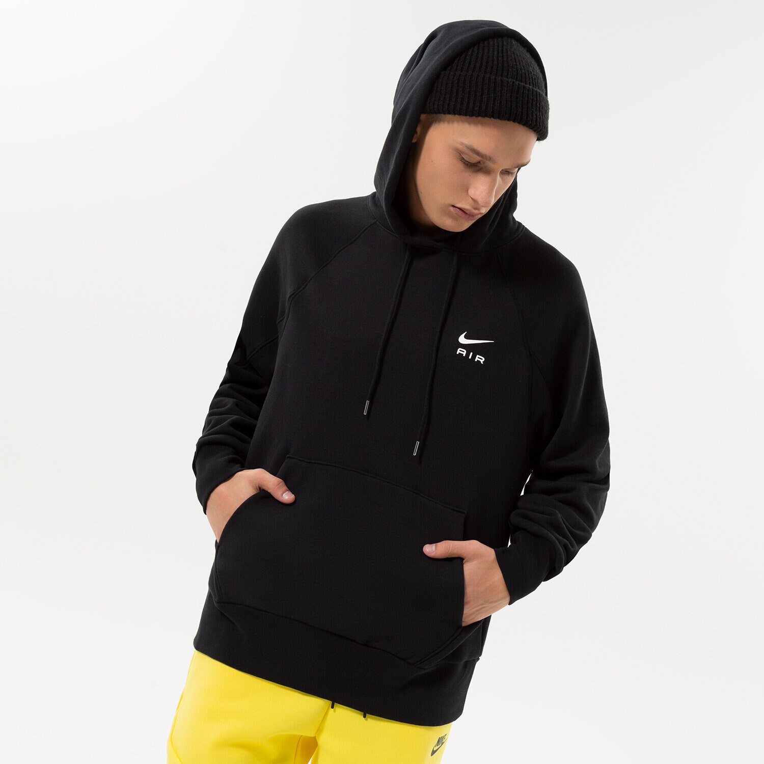 Bărbați bluză NIKE BLUZĂ CU GLUGĂ M NSW NIKE AIR FT PO HOODIE DQ4207-010 Negru