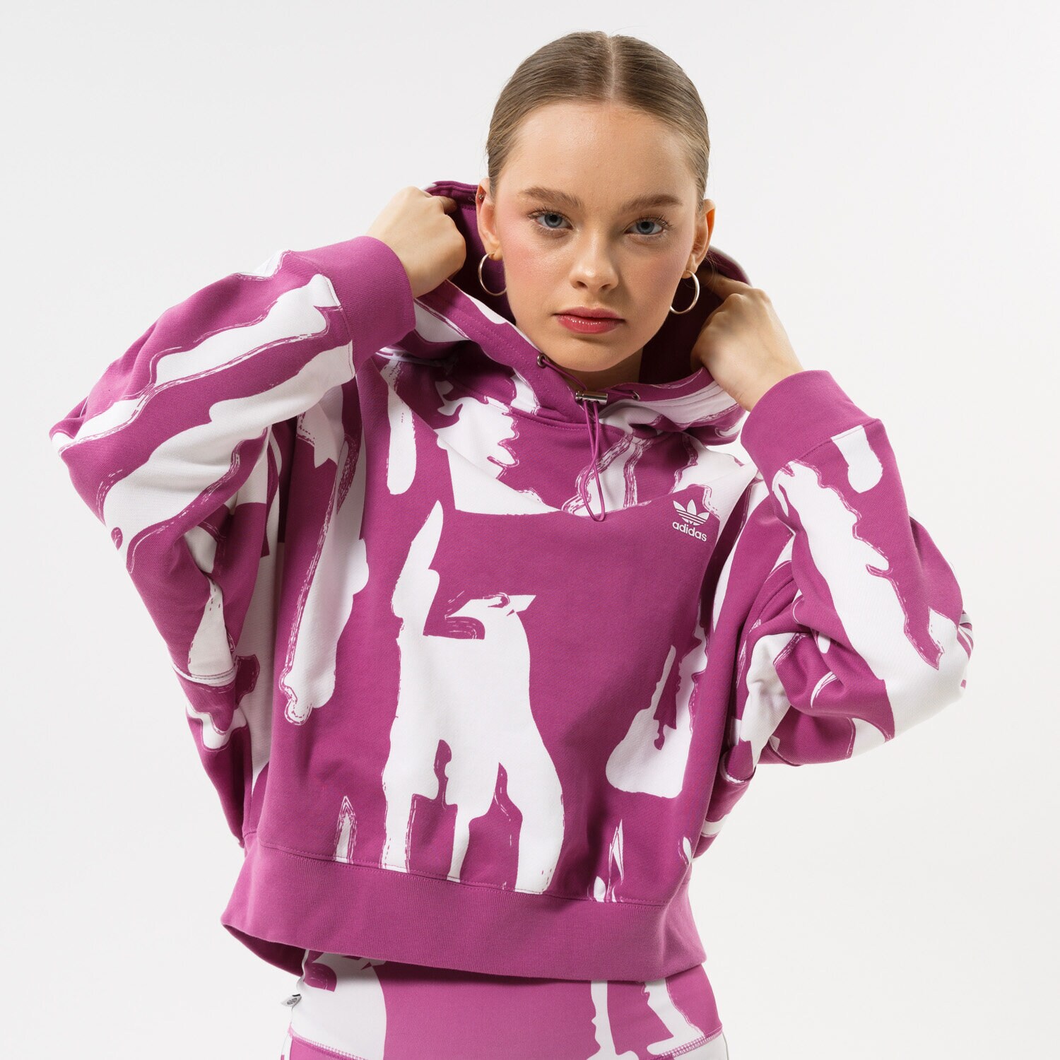 Femei bluză ADIDAS BLUZĂ CU GLUGĂ HOODIE HK5196 Roz