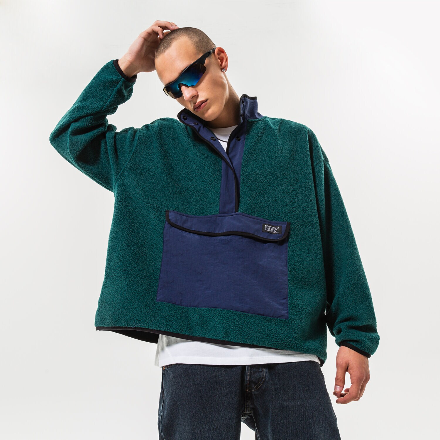 Bărbați bluză LEVI'S POLAR POLAR FLEECE MOCK NECK A3301-0001 Verde