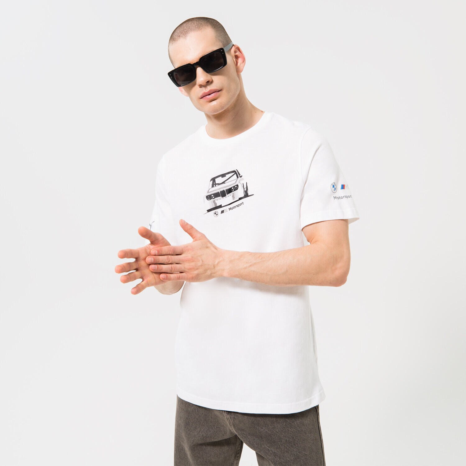 Bărbați tricou PUMA TRICOU PUMA BMW MMS ESS CAR GRAPHIC TEE 535886-02 Alb
