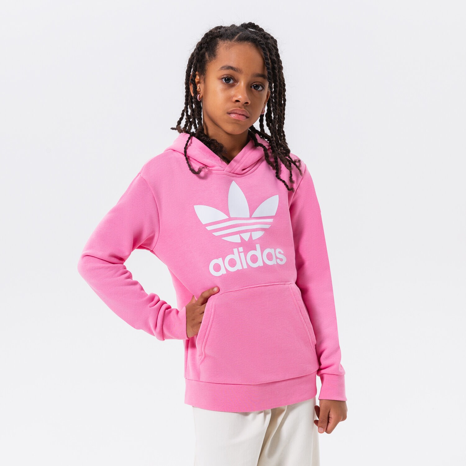 Copii bluză ADIDAS BLUZĂ CU GLUGĂ TREFOIL HOODIE GIRL HK0271 Roz