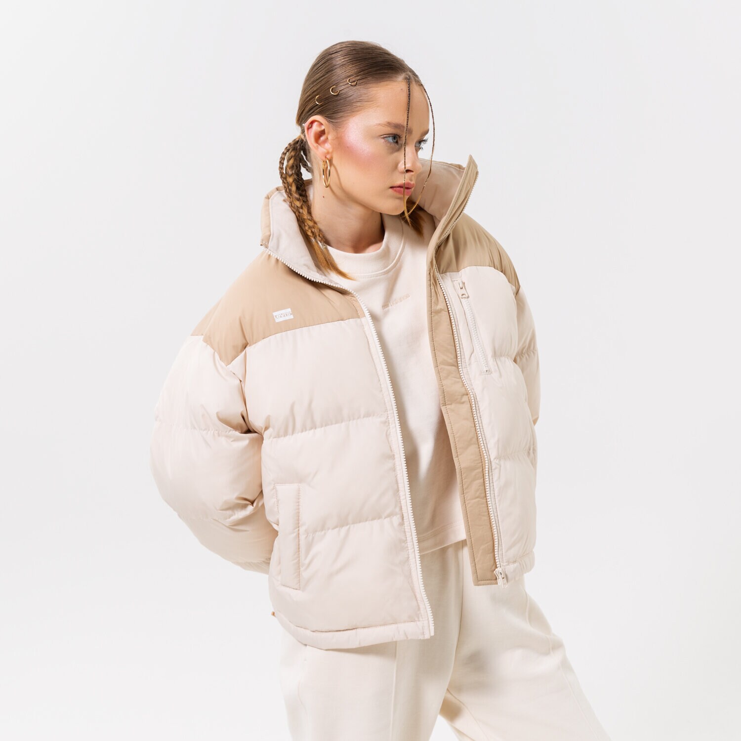 Femei geacă de iarnă LEVI'S JACHETĂ DE IARNĂ NOE SHORT PUFFER A3286-0000 Bej