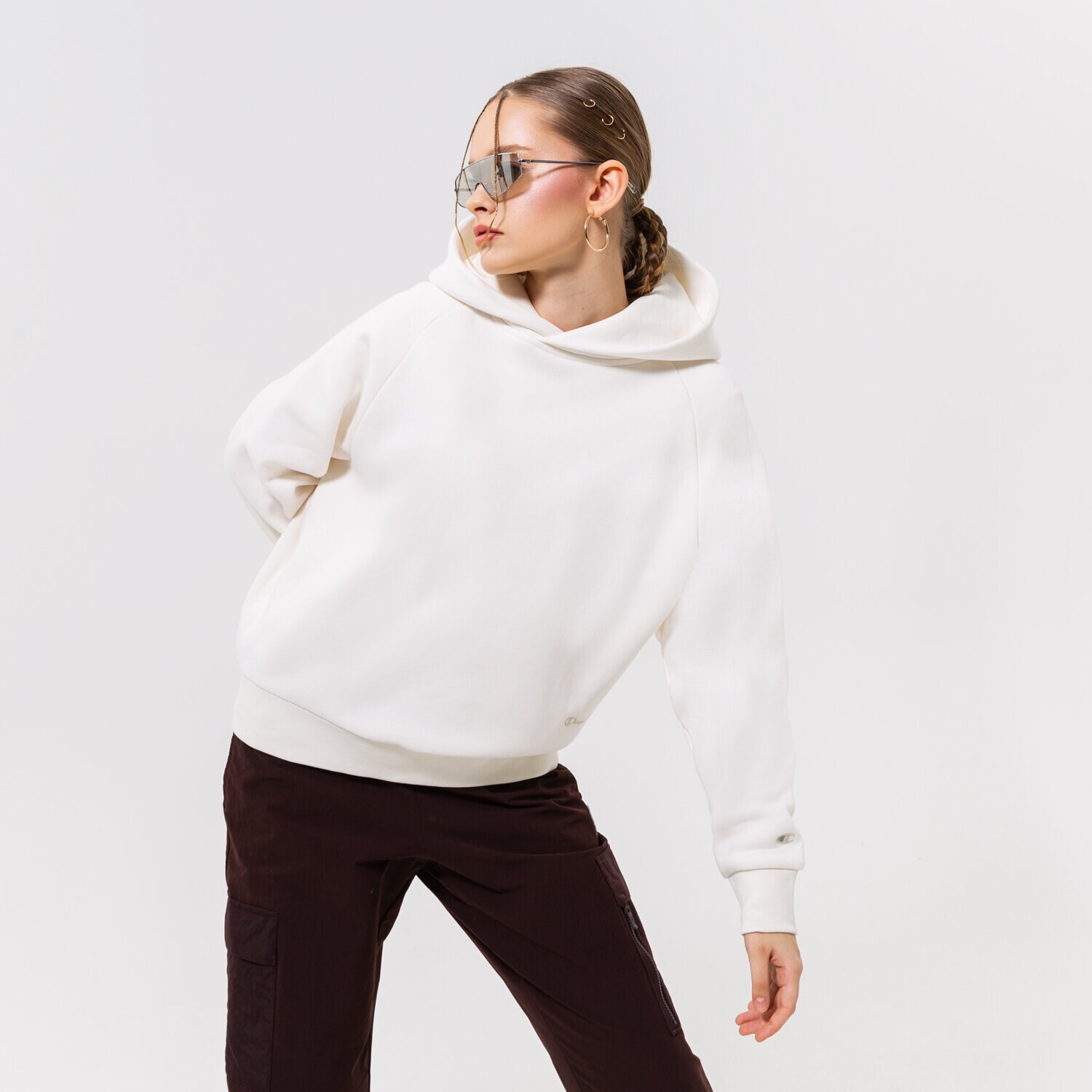 Femei bluză CHAMPION BLUZĂ CU GLUGĂ HOODED SWEATSHIRT 115664YS084 Alb