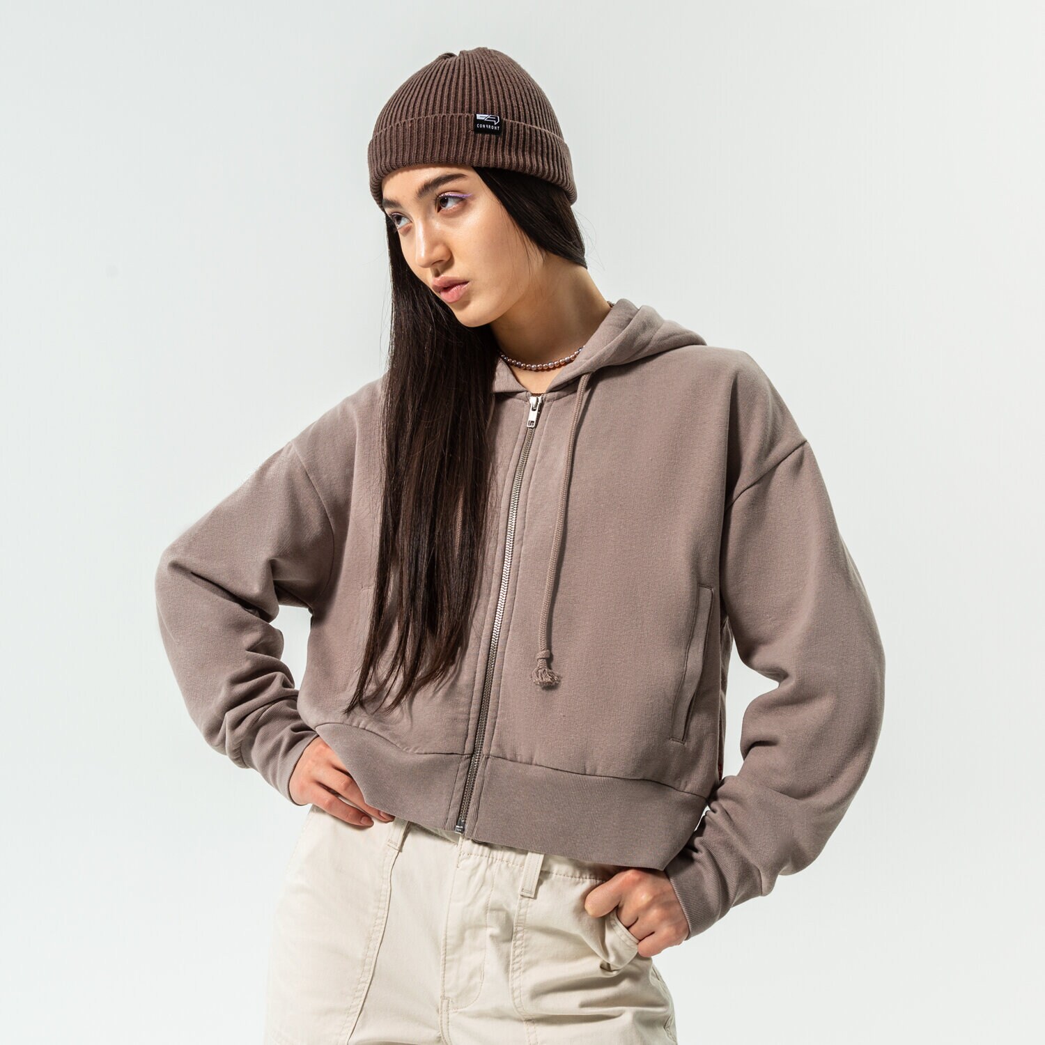 Femei bluză LEVI'S BLUZĂ CU GLUGĂ MEDIA ZIP HOODIE A1930-0003 Gri