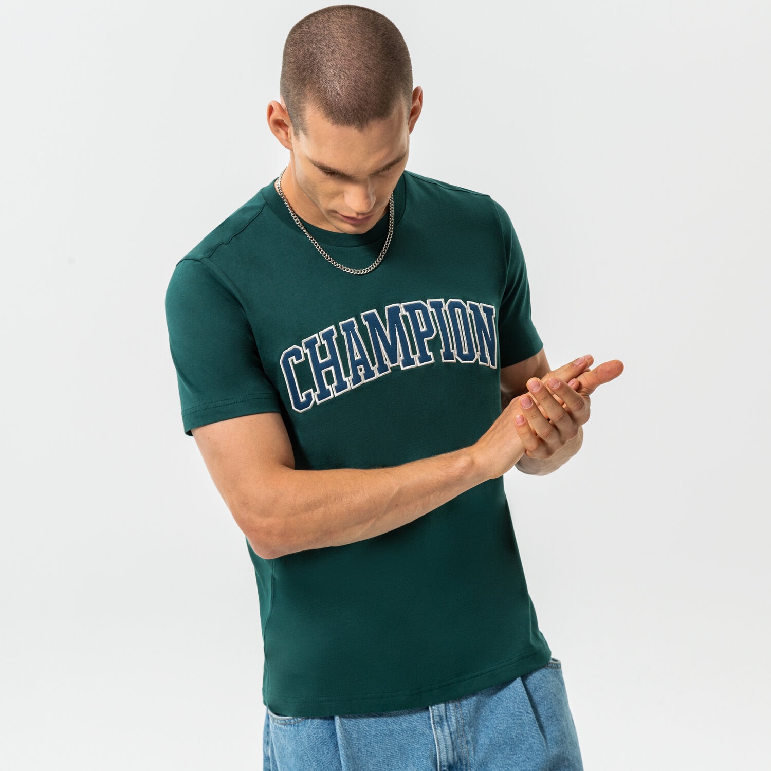 Bărbați tricou CHAMPION TRICOU CREWNECK TRICOU 217882GS569 Verde