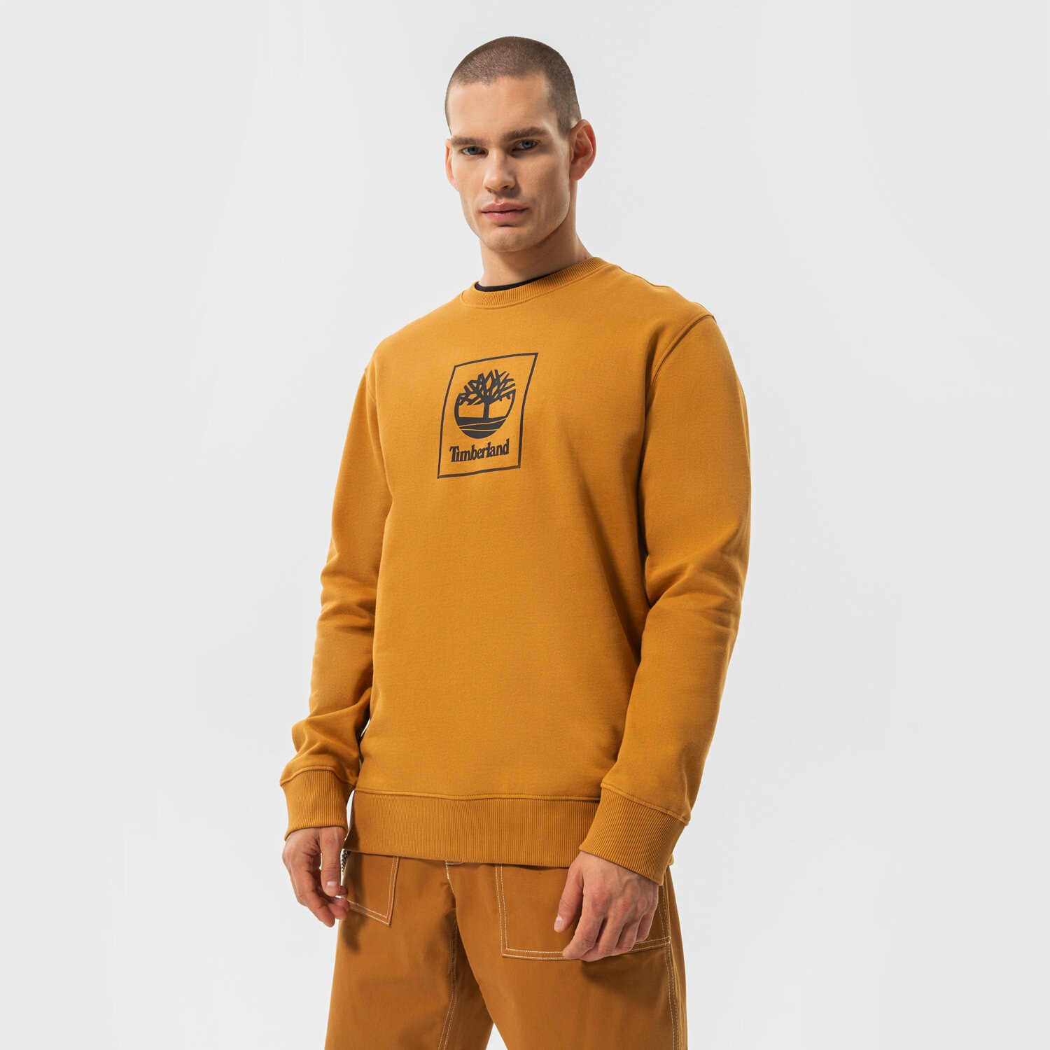 Bărbați bluză TIMBERLAND BLUZĂ STACK LOGO SWEAT WHEAT BOOT TB0A5ZJ9P471 Maro