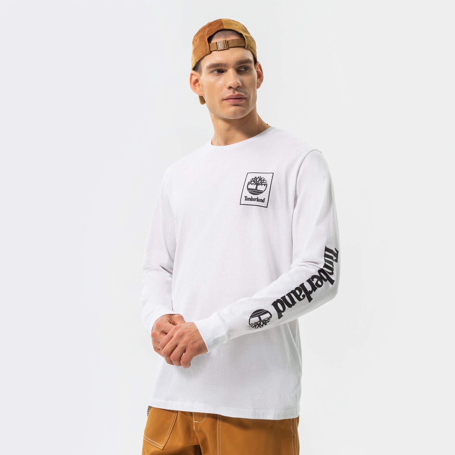 Bărbați tricou TIMBERLAND TRICOU LS NEW STACK LOGO WHITE/BLACK TB0A64H5P541 Alb