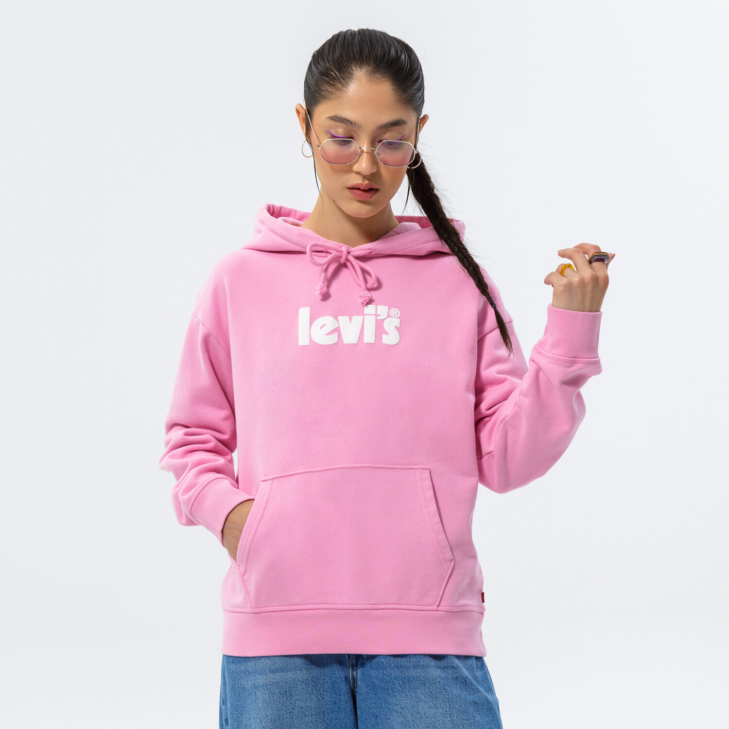 Femei bluză LEVI'S BLUZĂ CU GLUGĂ GRAPHIC STANDARD HOODIE 18487-0162 Roz