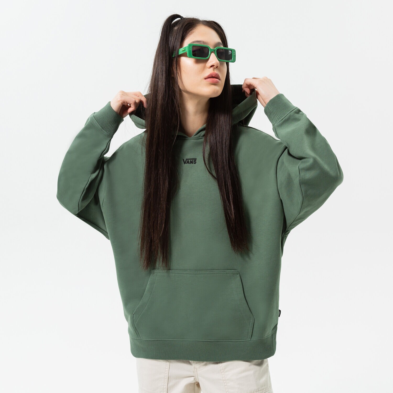 Femei bluză VANS BLUZĂ CU GLUGĂ FLYING V OS FT LS HOODIE VN0A7RMDYQW Verde