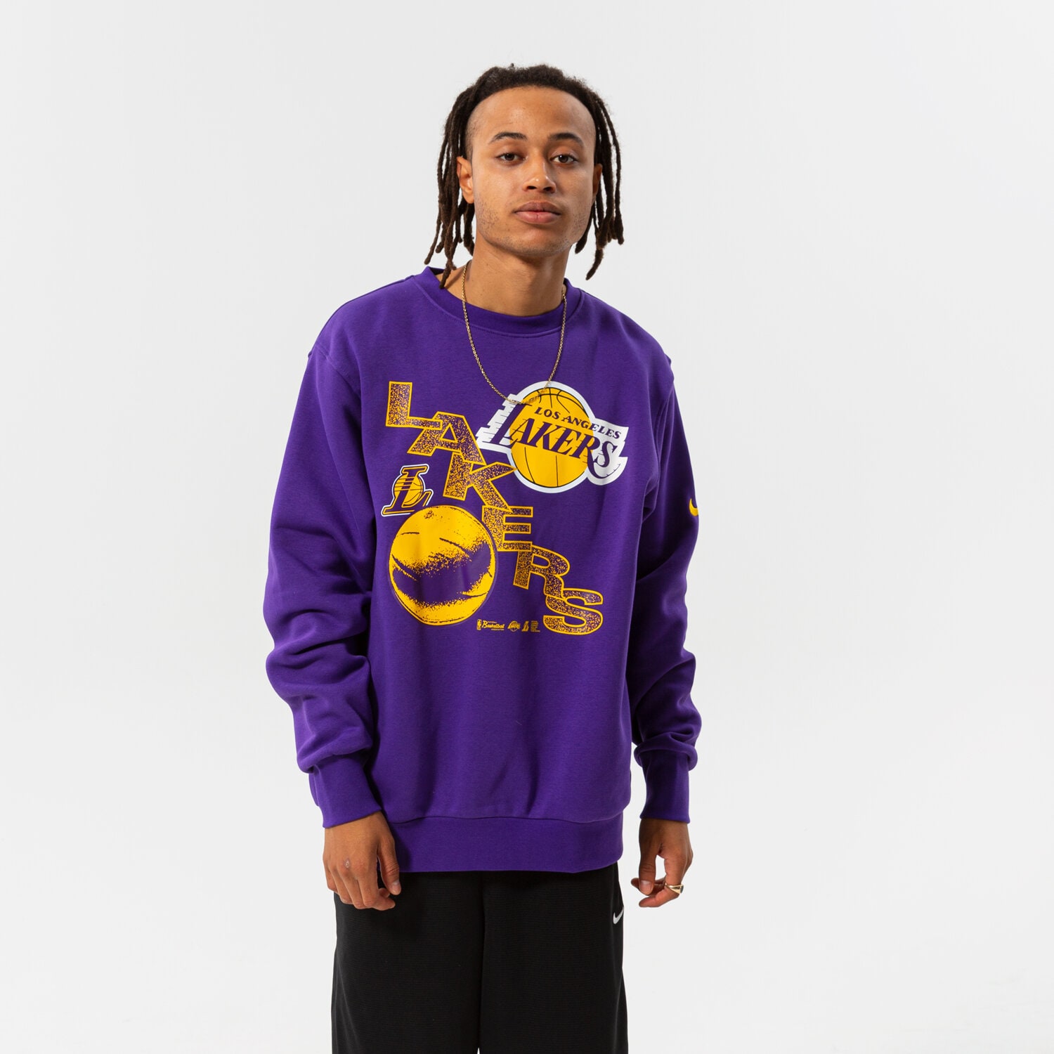 Bărbați bluză NIKE BLUZĂ LAL M NK CREW FLC CTS TEAM NBA DH9438-504 Violet