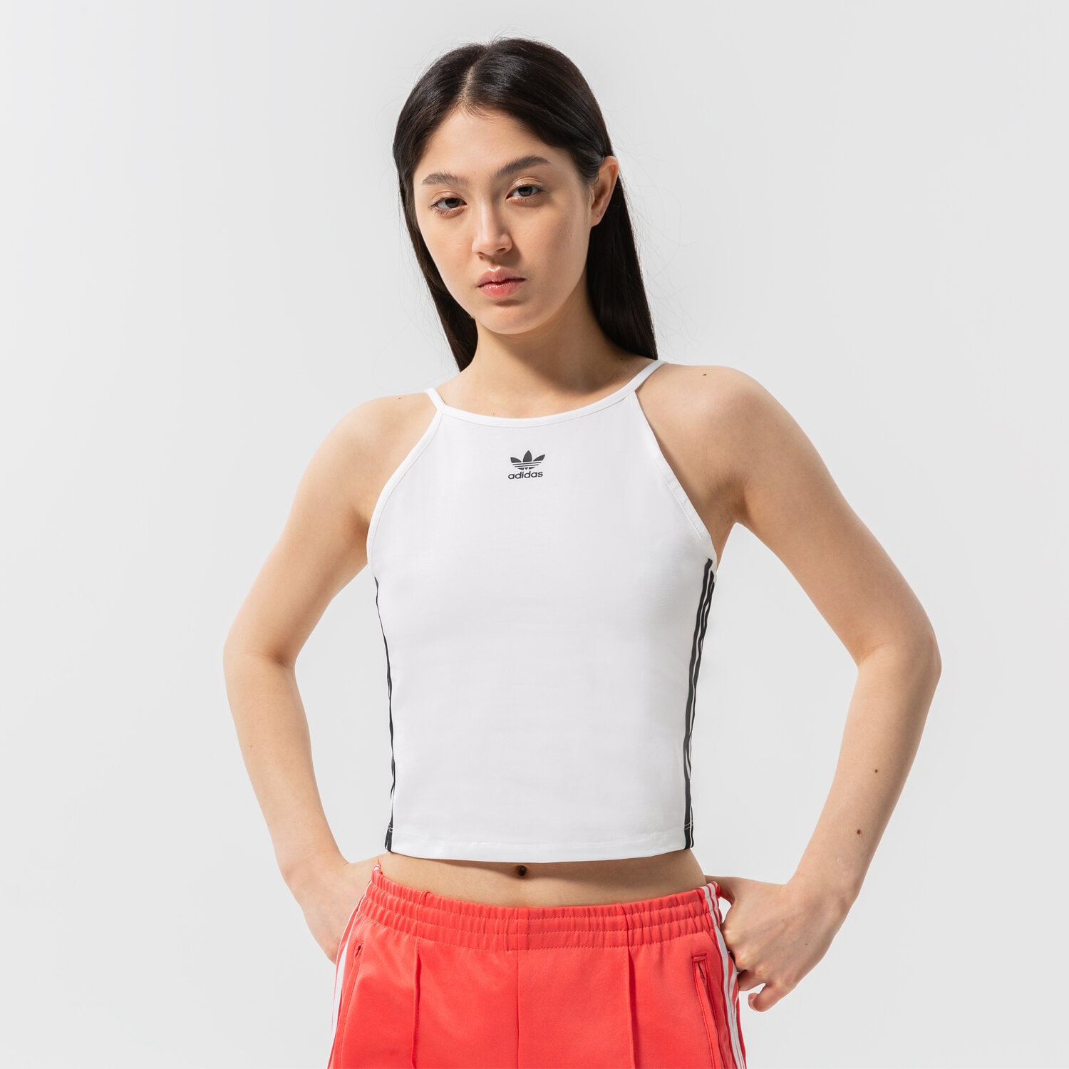 Femei tricou ADIDAS 3 STRIPES STRAPPY MAIOU TOP HC1977 Alb