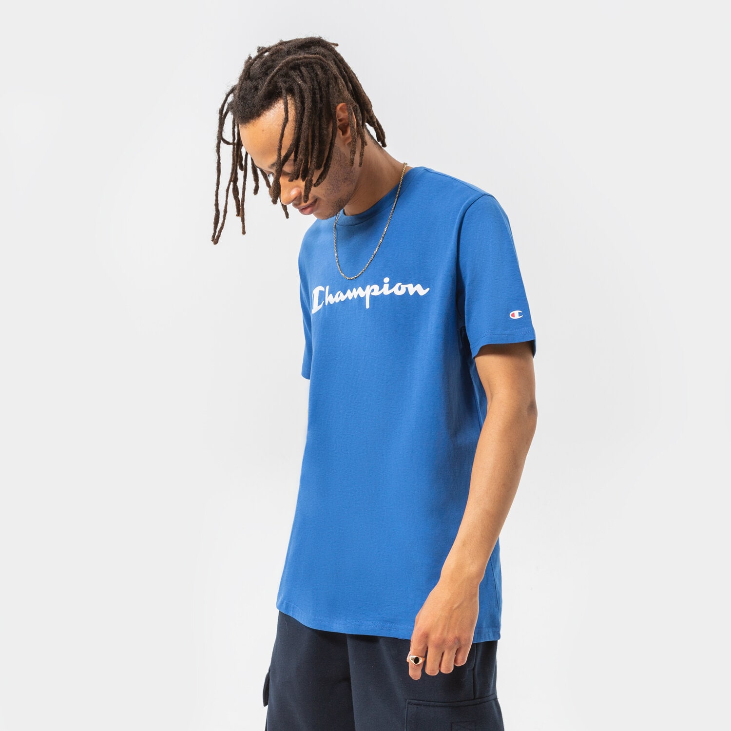 Bărbați tricou CHAMPION TRICOU CREWNECK TEE 216957BS007 Albastru