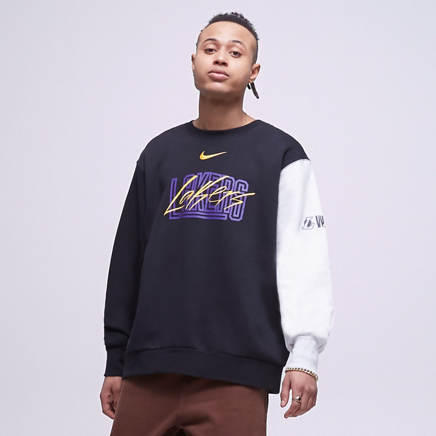 Bărbați bluză NIKE BLUZĂ LAL M NK FLC CREW CTS GX NBA DR9333-010 Negru