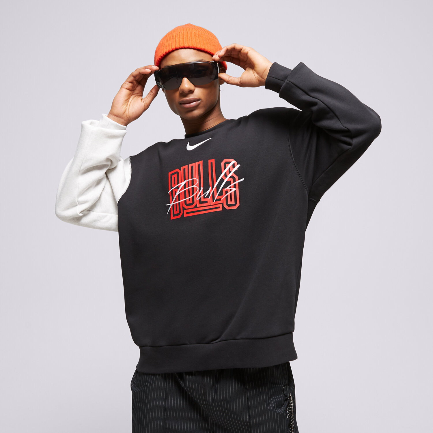Bărbați bluză NIKE BLUZĂ CHI M NK FLC CREW CTS GX NBA DR9339-010 Negru