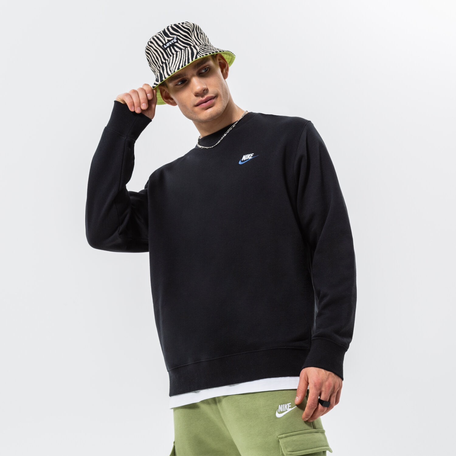Bărbați bluză NIKE SPORTSWEAR CLUB SWEATSHIRT  DQ8383-010 Negru