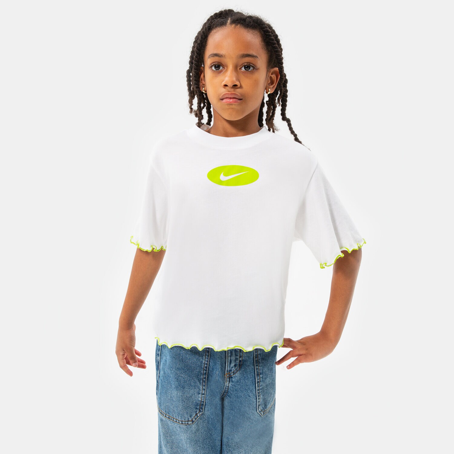 Copii tricou NIKE TRICOU G NK DF TEE ICON CLASH BOXY FR GIRL DQ4392-100 Alb