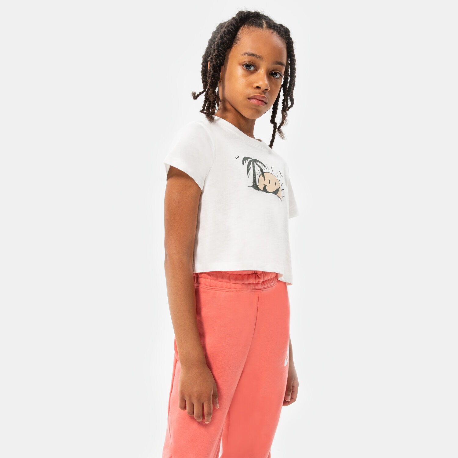 Copii tricou NIKE TRICOU G NSW TEE SUN SWOOSH CROP GIRL DQ4376-133 Alb