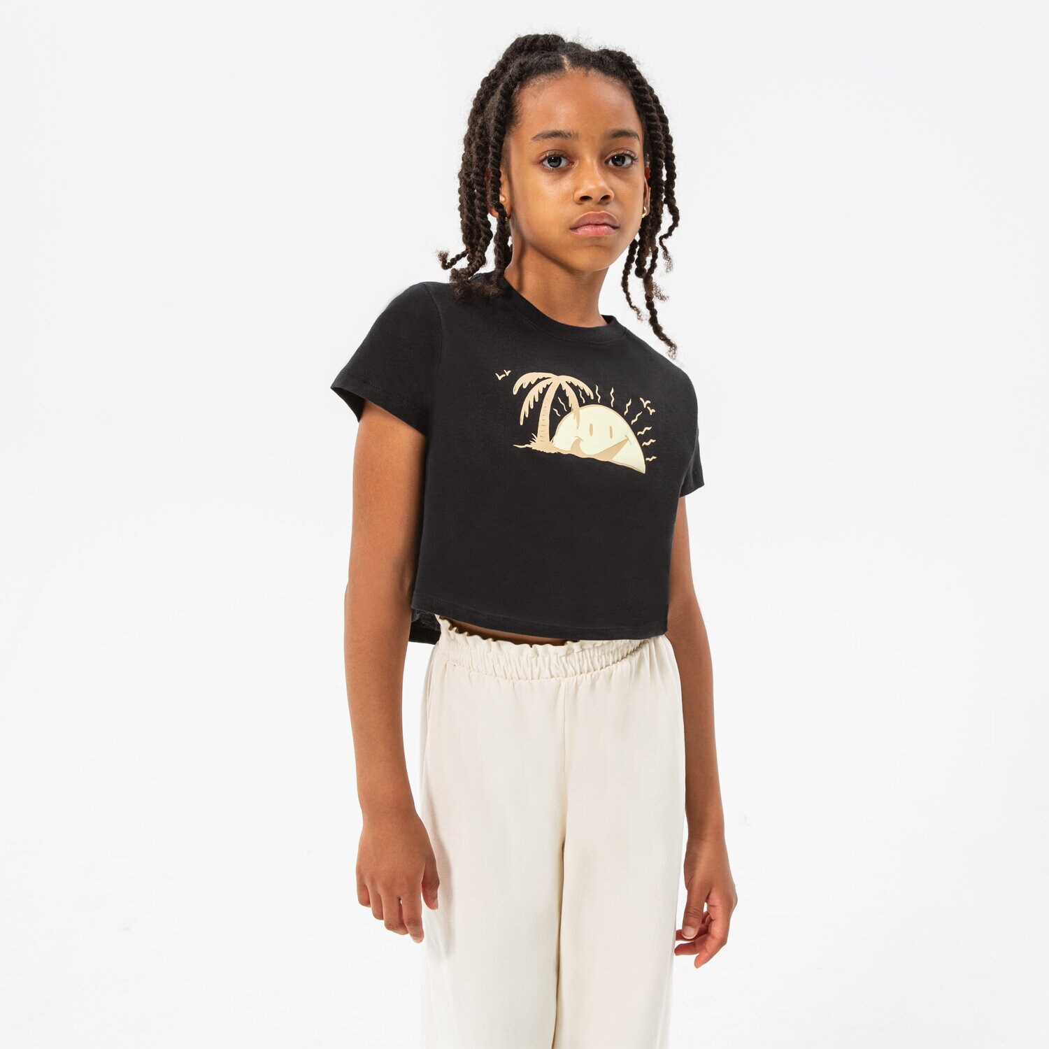 Copii tricou NIKE TRICOU G NSW TEE SUN SWOOSH CROP GIRL DQ4376-010 Negru