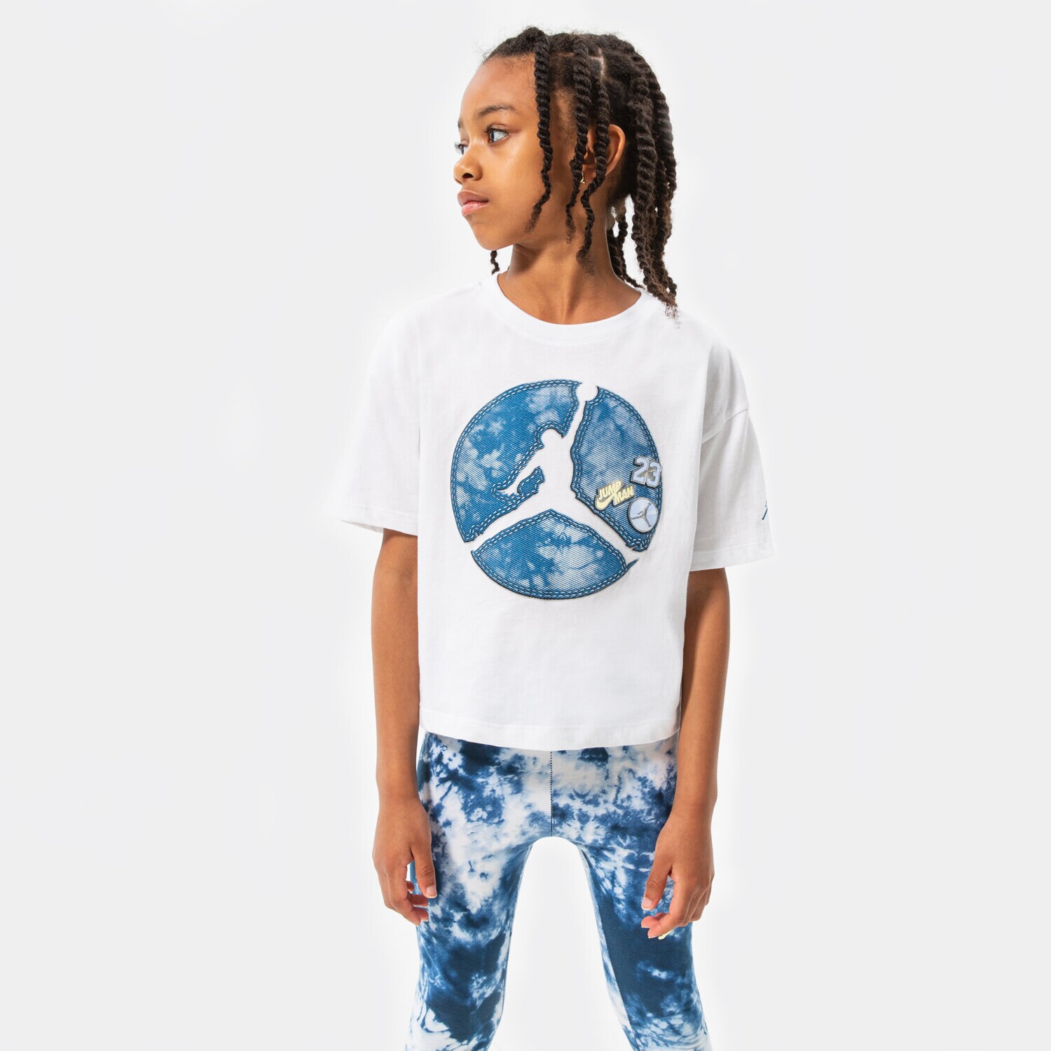 Copii tricou JORDAN TRICOU JUMPMAN DENIM PLAY TEE GIRL 45B541-001 Alb