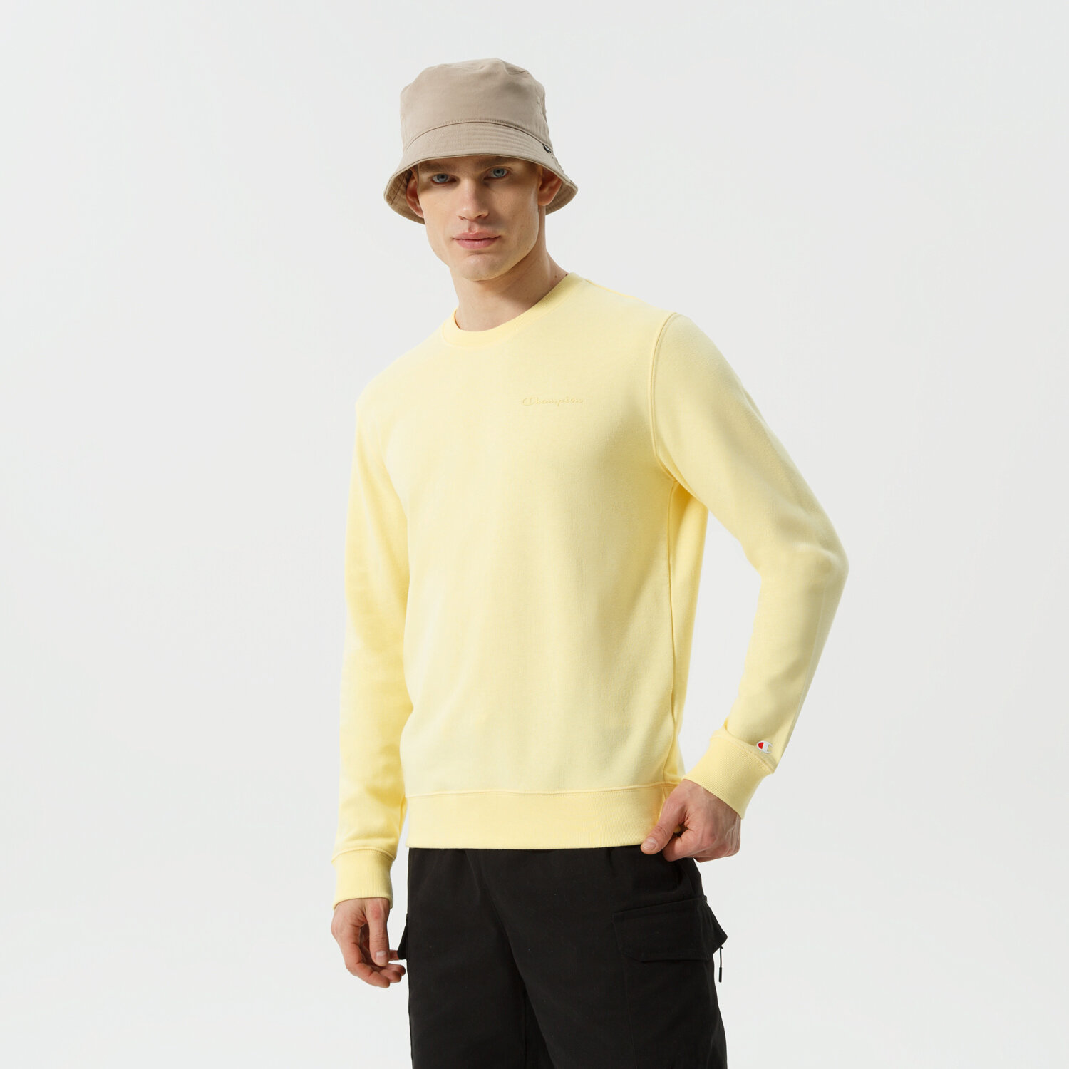 Bărbați bluză CHAMPION BLUZĂ CREWNECK SWEATSHIRT 217154YS105 Galben