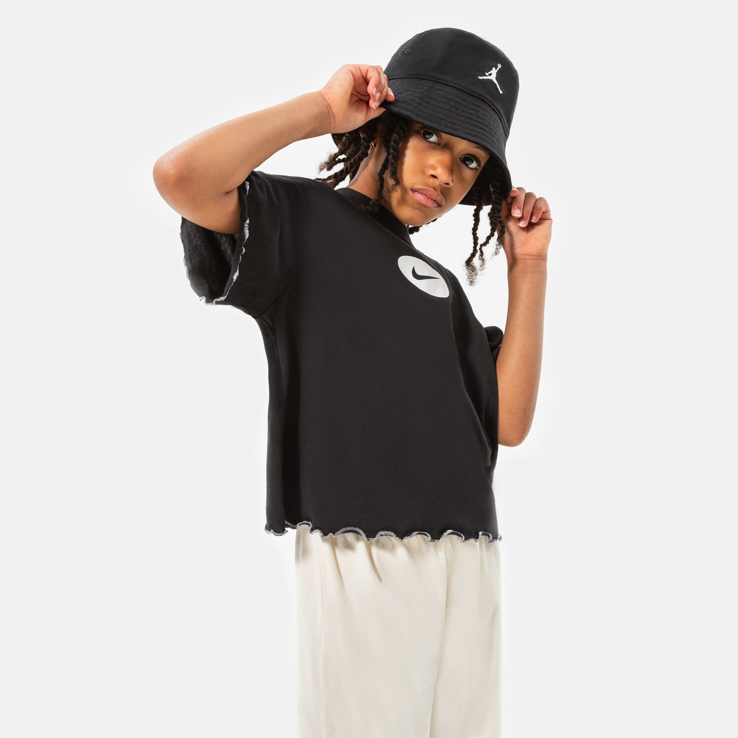 Copii tricou NIKE TRICOU G NK DF TEE ICON CLASH BOXY FR GIRL DQ4392-010 Negru