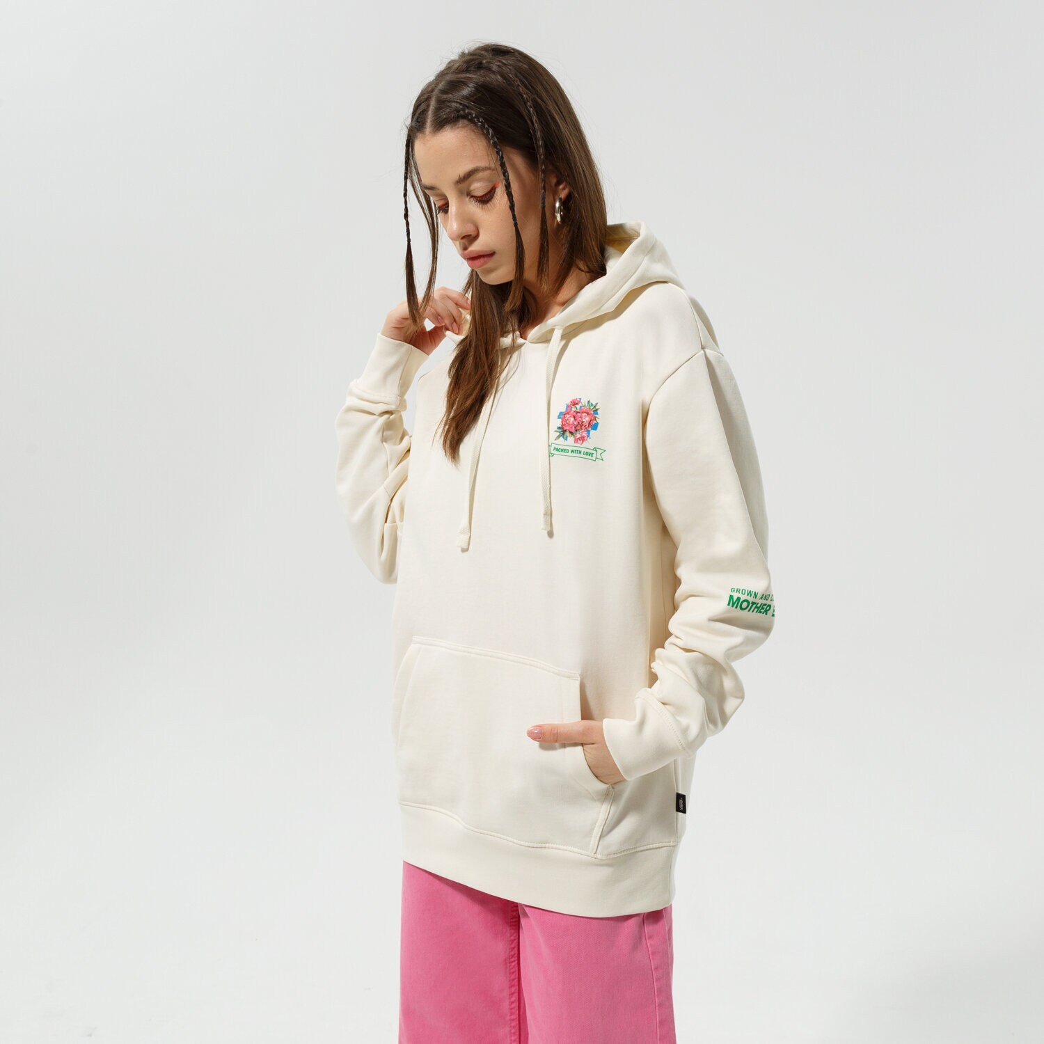 Femei bluză VANS BLUZĂ CU GLUGĂ ECO POSITIVITY BFF HOODIE VN0A5LHY7VJ1 Bej