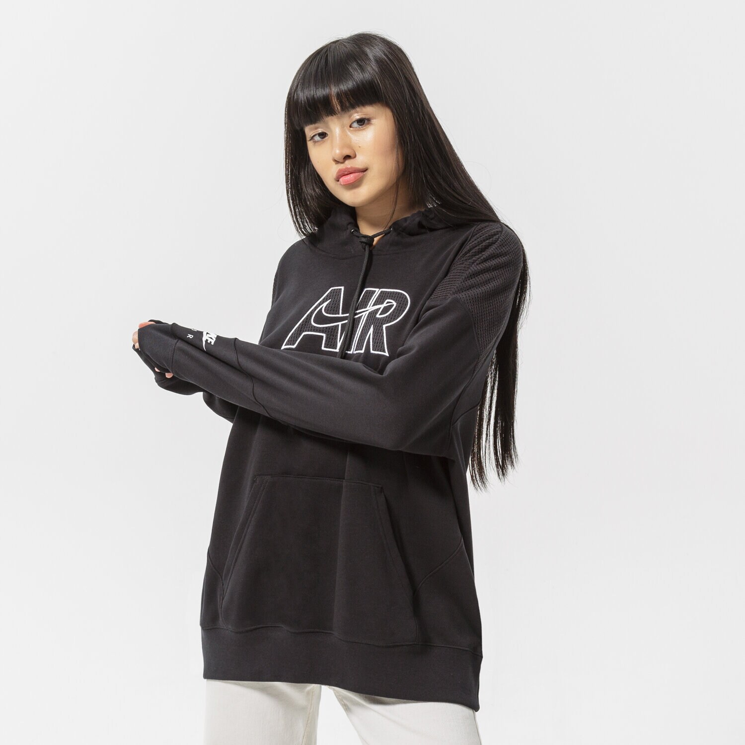 Femei bluză NIKE BLUZĂ CU GLUGĂ AIR OVERHEAD HOODIE DM6059-010 Negru