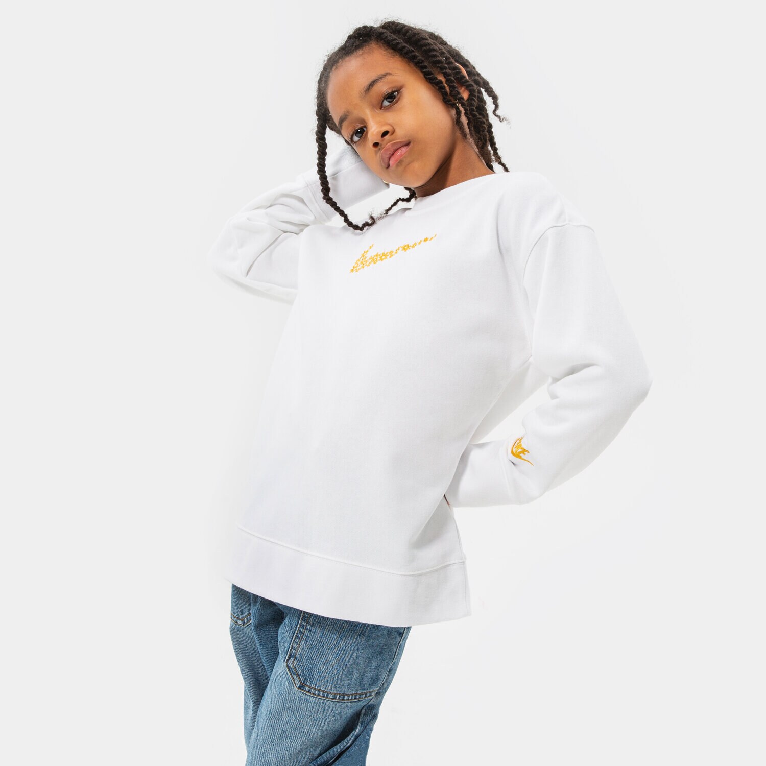 Copii bluză NIKE BLUZĂ G NSW FT BF CREW GIRL DM8210-100 Alb