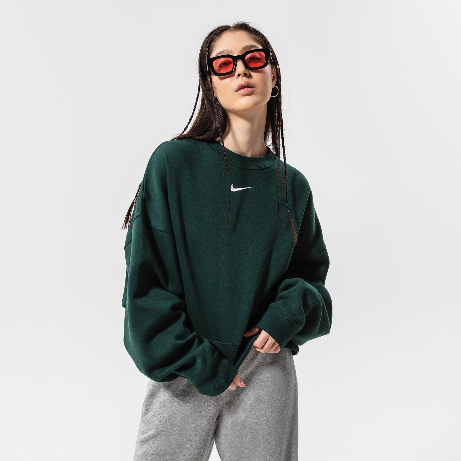 Femei bluză NIKE BLUZĂ W NSW ESSNTL CLCTN FLC OS CRW DJ7665-397 Verde