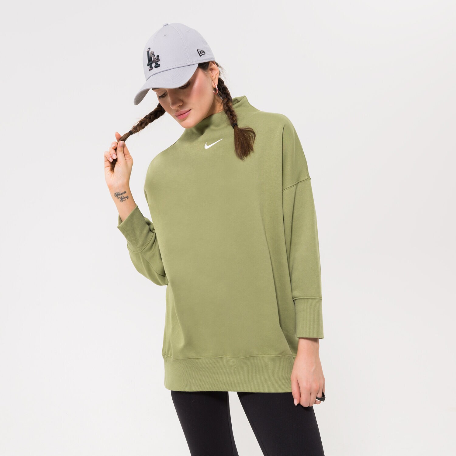 Femei bluză NIKE BLUZĂ W NSW PHNX FLC OOS MOCK DQ5765-334 Verde
