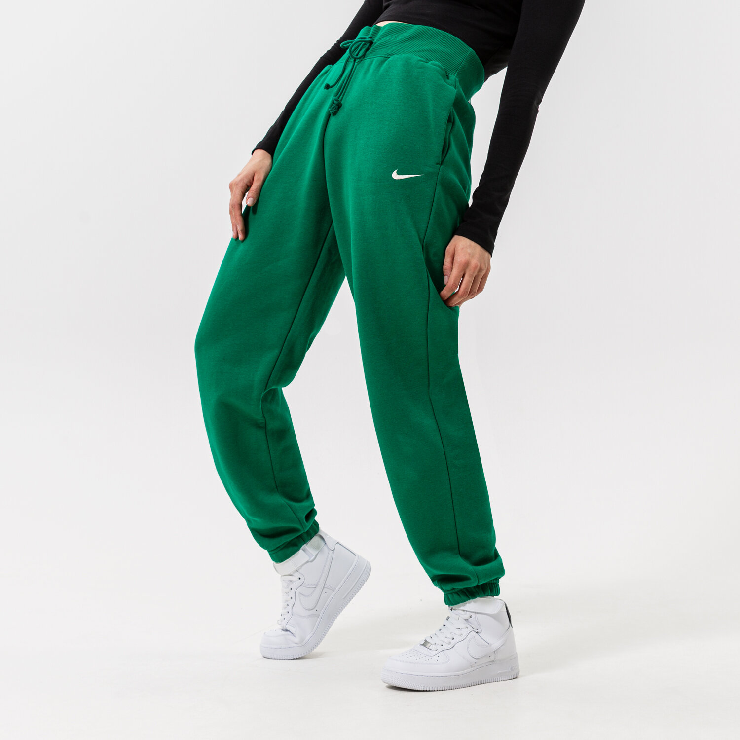 Femei pantaloni NIKE PANTALONI W NSW PHNX FLC HR OS PANT DQ5887-365 Verde