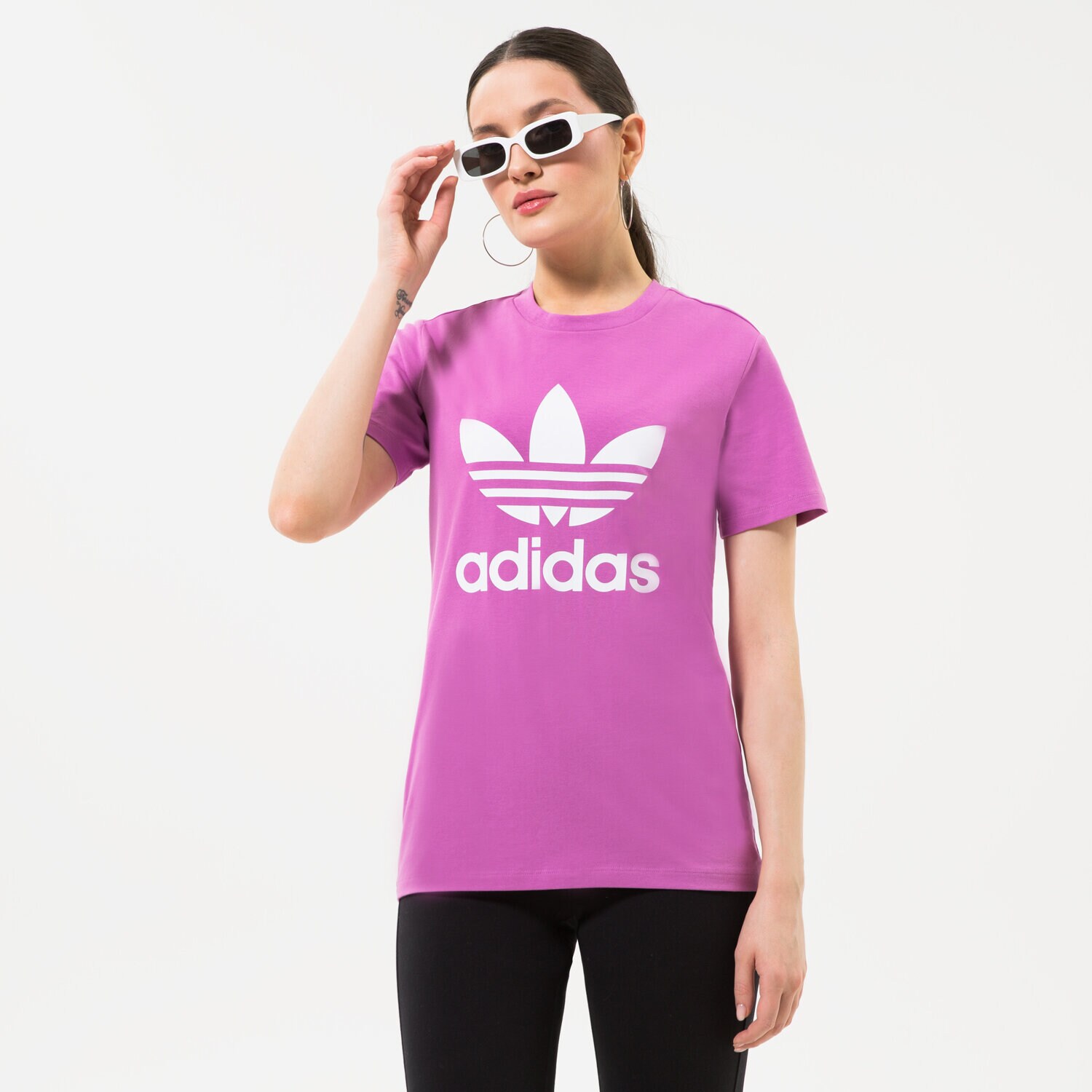 Femei tricou ADIDAS TRICOU TREFOIL TEE HK9640 Roz