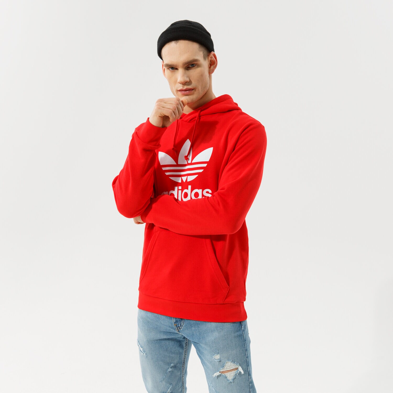 Bărbați bluză ADIDAS BLUZĂ CU GLUGĂ TREFOIL HOODY HE9500 Roșu