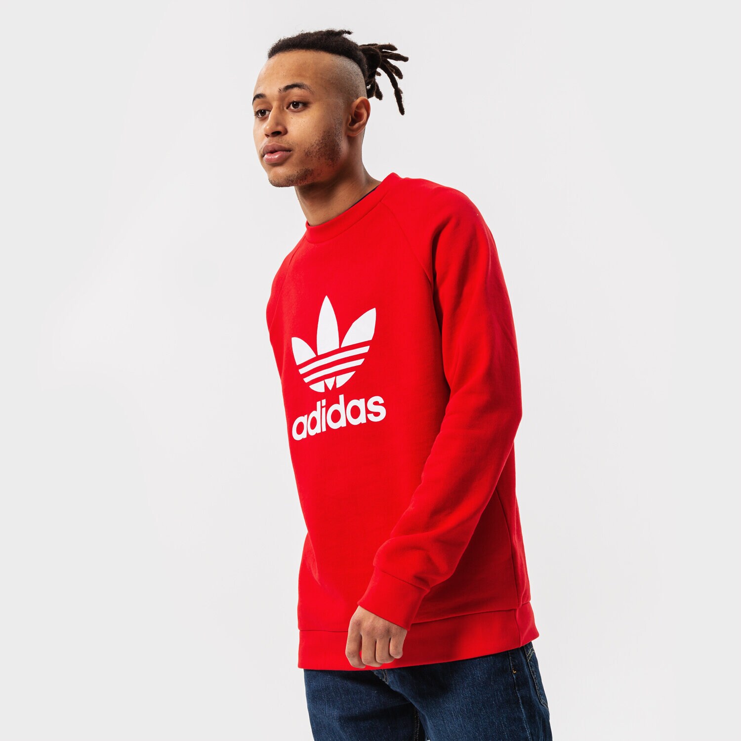 Bărbați bluză ADIDAS BLUZĂ TREFOIL CREW HE9489 Roșu