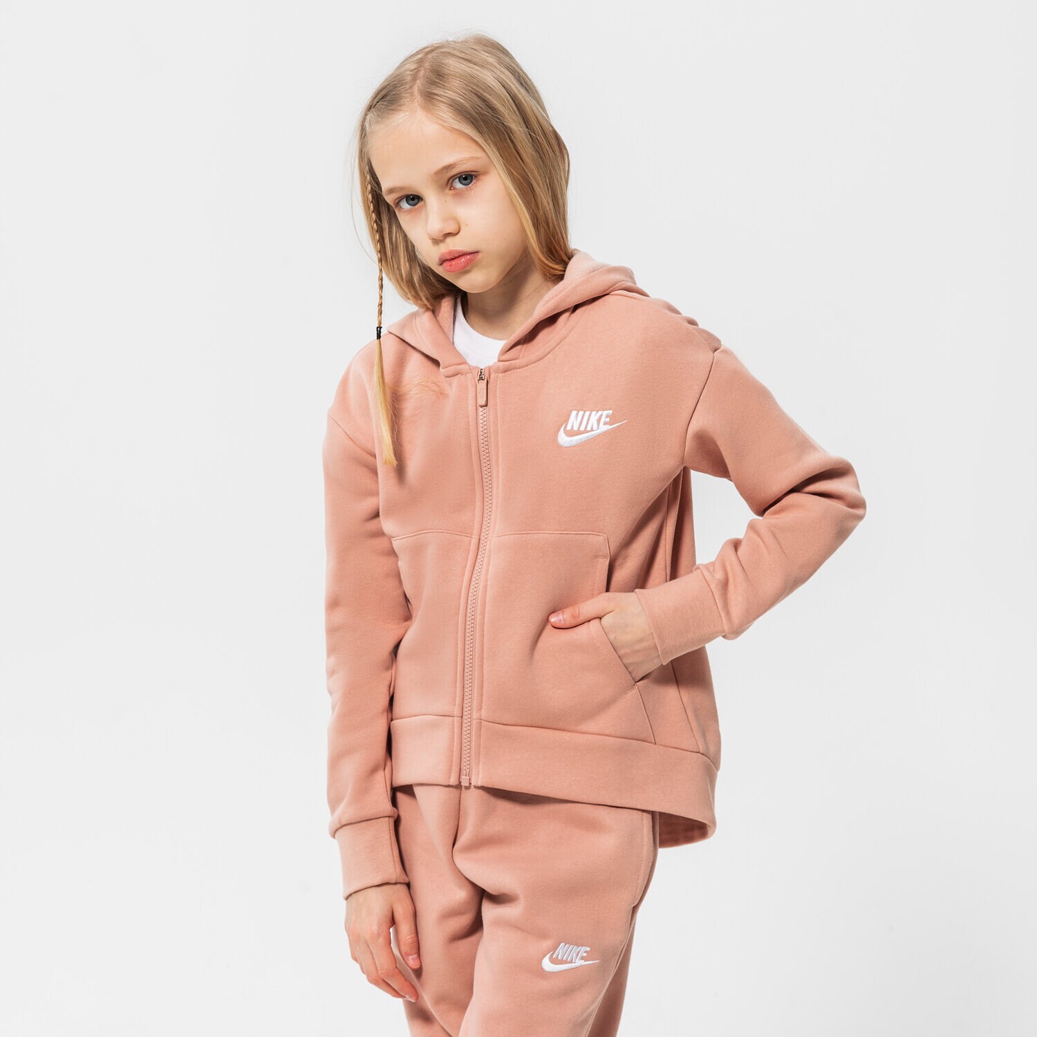 Copii bluză NIKE BLUZĂ CU GLUGĂ NIKE CLB FLC GIRL DC7118-609 Roz