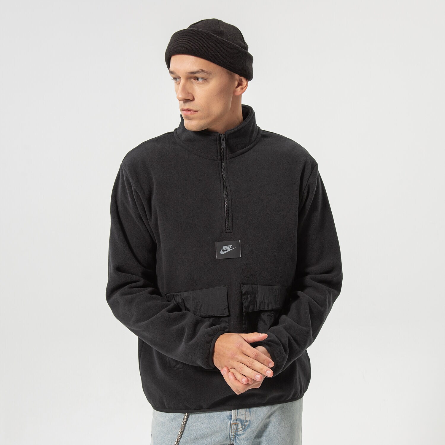 Bărbați bluză NIKE POLAR M NSW SPU TF POLAR FLC HZ TOP DO2638-010 Negru