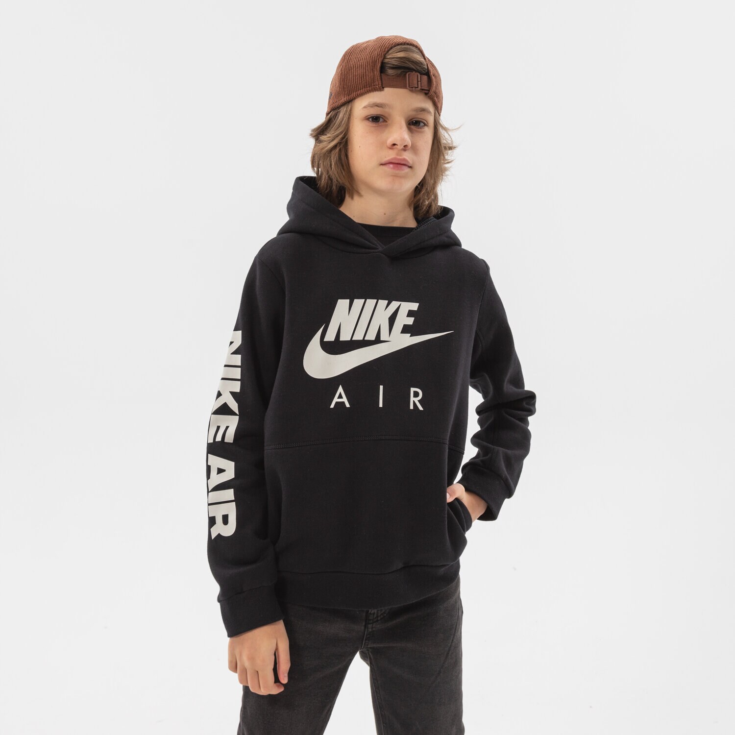 Copii bluză NIKE BLUZĂ CU GLUGĂ B NSW NIKE AIR PO HOODIE BOY DM8109-010 Negru