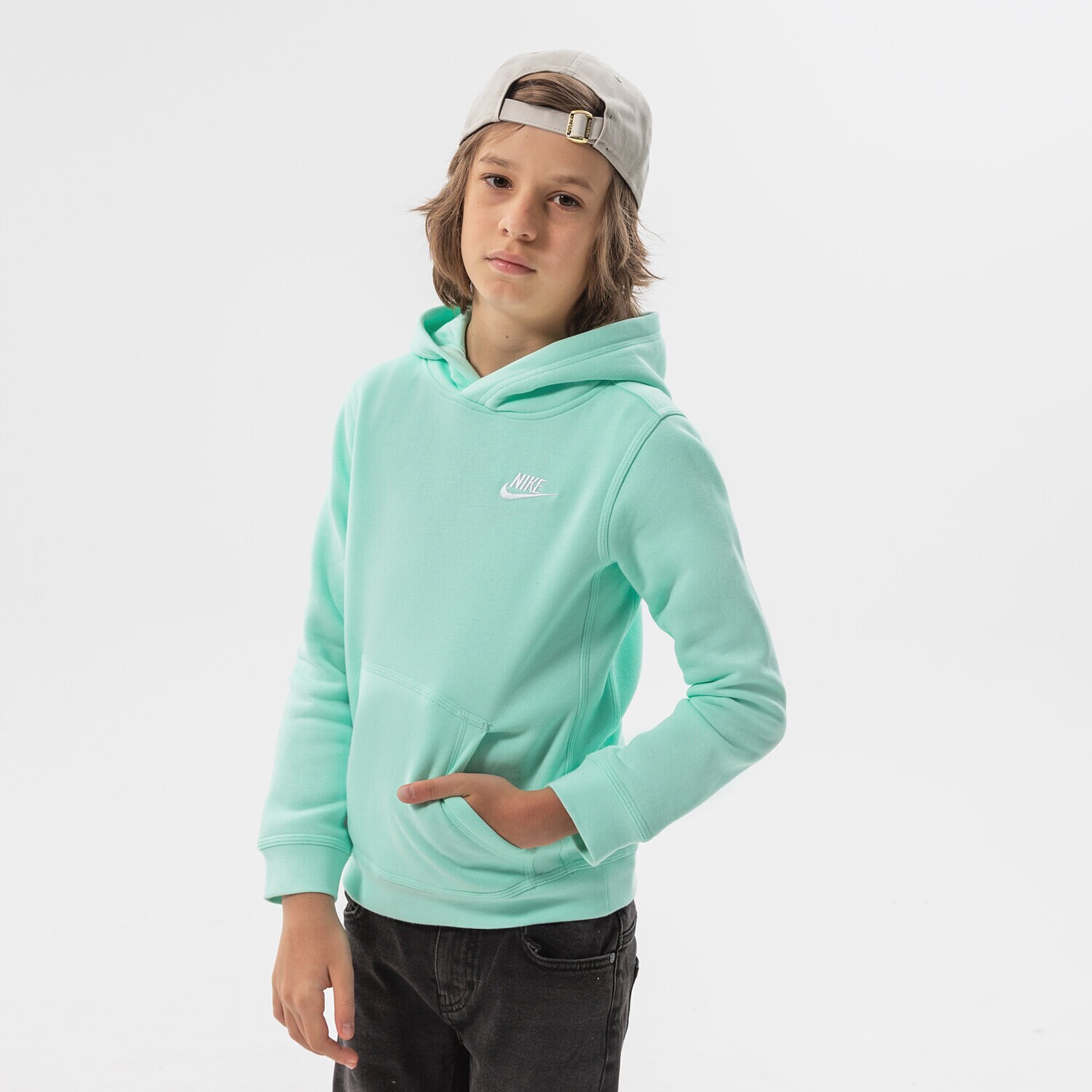 Copii bluză NIKE BLUZĂ CU GLUGĂ NIKE SPORTSWEAR CLUB BOY BV3757-379 Verde