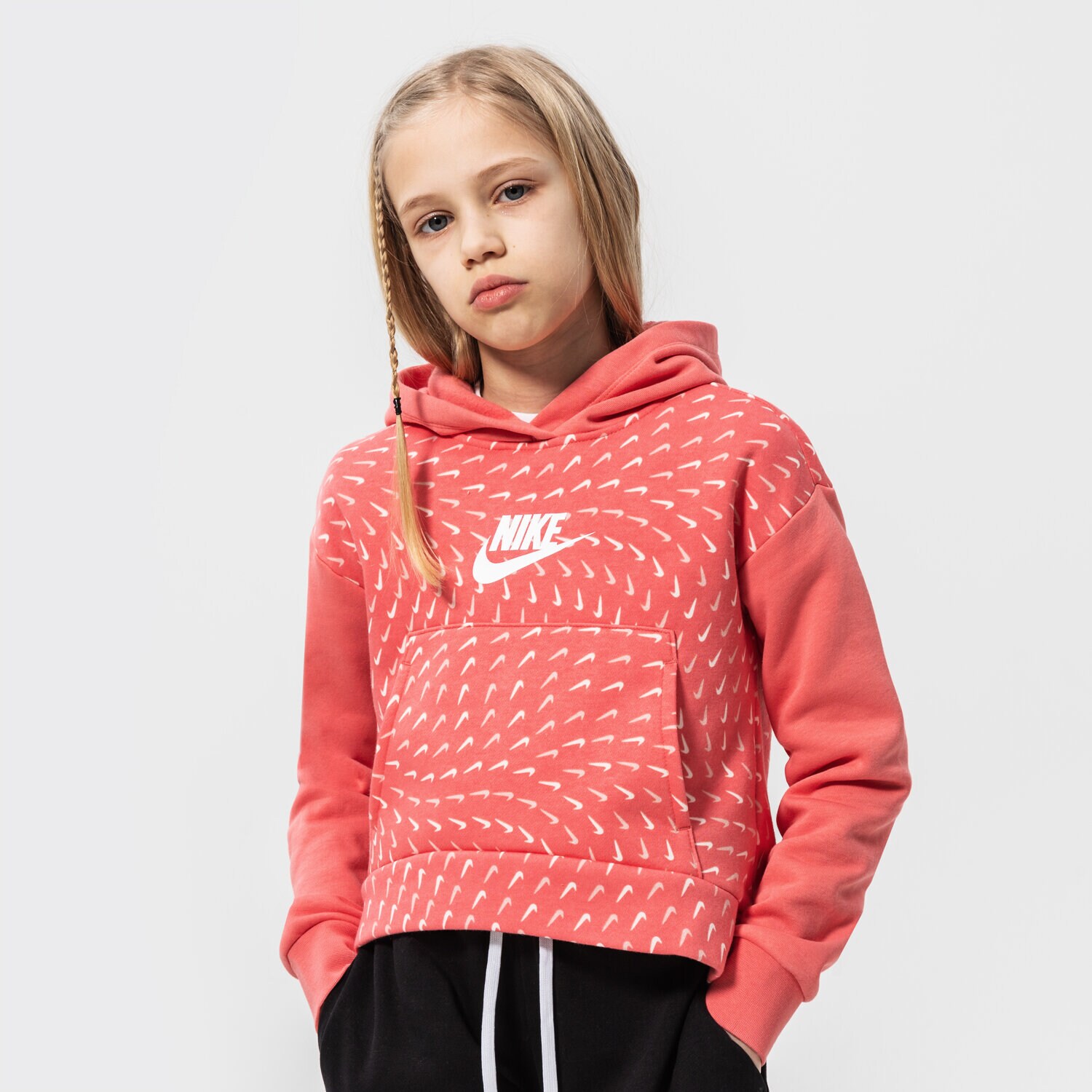 Copii bluză NIKE BLUZĂ CU GLUGĂ G NSW FLC AOP HOODIE GIRL DM8231-603 Roz