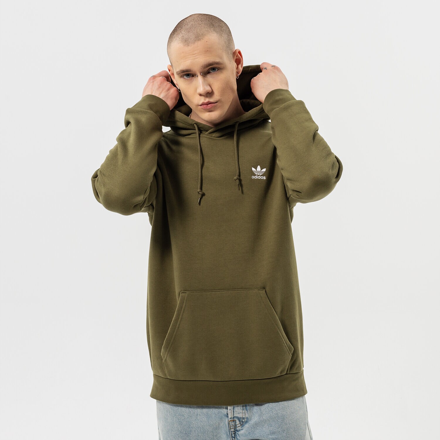 Bărbați bluză ADIDAS BLUZĂ CU GLUGĂ ESSENTIAL HOODY H65675 Kaki